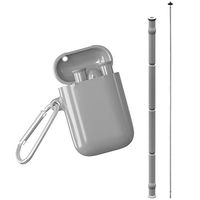 Collapsible Reusable Straws with Case Food-Grade Silicone Portable Drinking Straw Foldable Straws with Cleaning Brush for Travel Home Office 1 Pack (Grey)