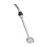 Fitfulvan Reusable Stainless Steel Metal Drinking Straws Scoop 2 in 1 (Black)