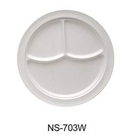 Yanco NS-703W Nessico 3-Compartment Plate, 10.875" Diameter, Melamine, White Color, Pack of 24