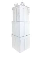 LAC Design Nested Boxes - Set of 3 for Baby Shower, Weddings, and Any Party (White)