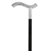 Sterling Silver Twisted Ribbed Fritz Handle Walking Cane with Black Beechwood Shaft and Collar