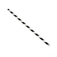 PacknWood Black Striped Paper Straws 8.3" (Unwrapped) - 50 Pcs
