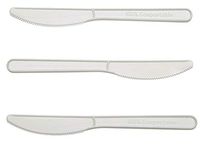 100% Compostable Knives - Extra Long Bio-Degradable 50 count - Eco Friendly Durable and Heat Resistant Disposable Utensils (White Knives)