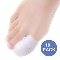 JKcare 10 Pack Big Toe Protectors, Gel Toe Caps, New Breathable Silicone Toe Covers with Holes- Cushion for Corns, Calluses, Blister, Ingrown Toenail and Reduce Friction - Large
