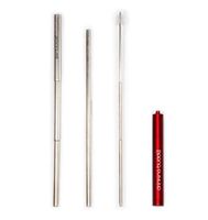 Drinking Buddy - Reusable - Dishwasher Safe - Telescoping - Stainless Steel Drinking Straw Set (Red)