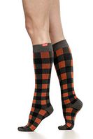 VIM & VIGR Merino Wool 15-20 mmHg Compression Socks for Women & Men (Burnt Orange & Black Montana Plaid, Large)