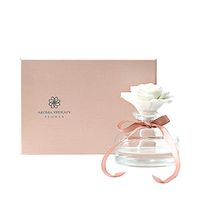 Handmade Ceramic Rose Scented Flower Fragrance Diffuser Gift Set, Fire-free Aromatherapy Vase Living Room Office Decoration (White)