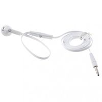 Flat Wired Headset Mono Handsfree Earphone Mic Single Earbud Headphone Earpiece [3.5mm] [White] for Verizon iPhone 6S - Verizon iPhone 6S Plus - Verizon iPhone SE