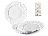 " OCCASIONS" 40 Plates Pack, Heavyweight Disposable Wedding Party Plastic Plates (7.5'' Appetizer/Dessert Plate, Blossom in White)