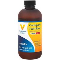 Liquid Carnipure™ LCarnitine 1100mg Raspberry Flavor, Clinically Studied Ingredient Supports Weight Management, Energy Production Fat Metabolism (8 Fl Oz.) by The Vitamin Shoppe
