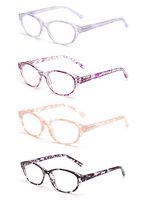 JM Set of 4 Ladies Reading Glasses Lightweight Spring Hinge Readers for Women Mix Color +2.25