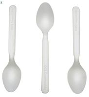 100% Compostable Spoons - 7 in Bio-Degradable 50 count - Eco Friendly Durable and Heat Resistant Disposable Utensils (White Spoon)