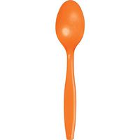Club Pack of 288 Sunkissed Orange Premium Heavy-Duty Plastic Party Spoons
