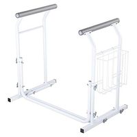 Stand Alone Toilet Safety Frame Rail Bar 375lbs Padded Handrail w/Magazine Rack