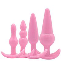 Set of 4 Silicon Bu~tt P~lu~g Training Toys 4 pcs Beginners Anales Set Womens Stimulator - Pink