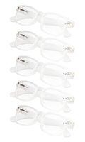 5-pack Retro Vintage Spring Temple Reading Glasses for Women Reading Readers Transparent +2.25