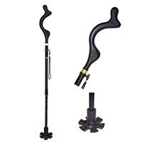 Adjustable Walking Stick Portable Folding Anti-Skid Cane 10 Height Adjustment Crutches 360° Traction Lightweight Self-Supporting Comfortable Handle