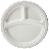 AmazonBasics Compostable Plate, 3 compartment, 9-Inches, Pack of 250