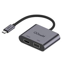USB C to Hdmi VGA Adapter,QGeeM 2-in-1 Type C to HDMI VGA Adapter (Thunderbolt 3 Compatible) for MacBook Pro, iMac 2017, Chromebook Pixel, Galaxy S8/S8Plus and More