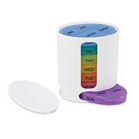 Oval Rainbow 7-Day Pill Organizer - Modern Slim Design - Color Coded Days - Easy Transport - Perfect for Medications, Supplements or Pet Medications