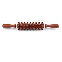 MeterMall Wooden Rolling Massager Massage Stick Muscle Trigger Point Reflexology Wood Wheel Stick Red