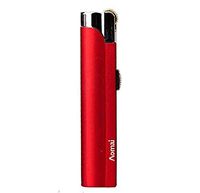 Piioket Aomai Slim Metal Jet Torch Flame Lighter Grinding Flint Butane Gas Windproof Cigarette Lighter - Red
