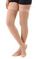 Made in The USA - Absolute Support Compression Stockings 20-30mmHg Thigh High w- Silicone Border, Opaque Graduated Medical Sup Hose - Beige Medium A203BE2