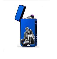 Personalized Photo Lighter Custom USB Rechargeable Lighter Windproof (Blue)