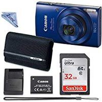 Canon PowerShot ELPH 190 Digital Camera (Blue) with 32GB Memory + Canon PSC-2070 CASE + Zone Cloth