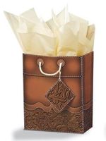 Tooled Leather Cub Gift Bag - Brown