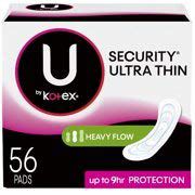 U by Kotex Security Ultra Thin Pads, Long, Unscented, 56 Count , Pack of 3