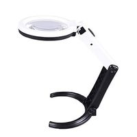 JFENGHUANG Magnifying Glass 2.5X 8X Handheld Desktop Dual Use HD Magnifier, with 10 LED Lights, Suitable for Reading Books Newspaper Electronic Repair Jewelry Estimation