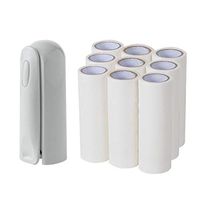 Clothing Sticky hair roller Sticky Brush, Mini Portable Folding Travel Sticky Hair Sticking Clothes Roller Brush Dusting Roller (30 sheets per roll) Sticky paper (color : 1 handle+9 rolls of paper)
