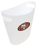 New! 2 Gallon Slim Style Wastebasket in a White Plastic Finish That Features Your Choice of a Football Team Logo and a Free Trash Can Liner! (49ers)
