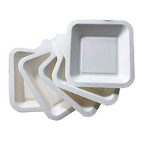EORTA 50 Pieces Disposable Dessert Plate Square Paper Plates Wedding Party Food Holder for Cake, Salad, White, Small