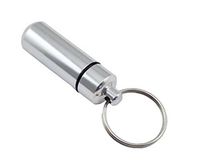 3pcs Sliver Aluminum 1.92"x0.67" Key Chain Pill Keyring Waterproof Travel Holder Keychain Portable Medicine Mini Box Case Bottle Container
