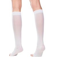 Truform Sheer Compression Stockings, 15-20 mmHg, Women's Knee High Length, Open Toe, 20 Denier, White, Large