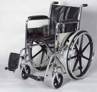 Wheelchair - 16 inches wide. This Fixed arm Wheel chair has Padded fixed arm rests, Detachable swing away footrests, Weight capacity: 250 lbs. This Dual Wheelchair has a heavy duty liners in the back and seat prevents fabric from stretching.