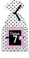 CakeSupplyShop Item#PGB-007 Happy 7th Birthday Pink w. Black Polka Dot Party Favor Bags with Ties -12pk