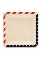 [1000 COUNT] 6.5" inches American Contemporary Bagasse Eco Disposable White Plates - Natural Sugarcane Fibers Compostable Environmental Friendly Paper Plastic Alternative 100% by-product (USA Flag)