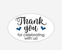 Oval Thanks for Celebrating with Us Stickers, Wedding and Event Favor Labels (#265-NV-OV)