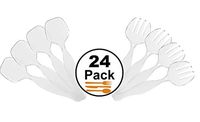 Exquisite Combo Pack of 24 Heavy Duty Disposable Plastic Serving Forks & Spoons The Serving Utensils are 8.5" inches Long & 2.2" Inches Wide with a Classic Clear Look that is Perfect for Any Occasion