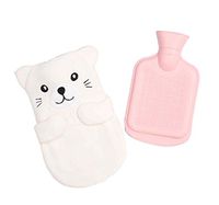 Cute Bear Rubber Water Bottle with Soft Fleece Cover for for Home Office Outdoor or Hot Cold Therapy, 350ML