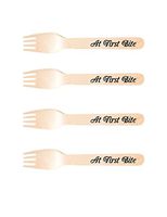 Perfect Stix-Sucre Shop At First Bite-20 Wooden Cutlery forks with At First Bite Themed Print (Pack of 20)