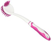 OUNONA Shoes Cleaning Brushes Double Sided Long Handle Wash Cleaner Scrubber (Pink)