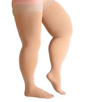 Runee Wide Thigh High Closed Toe Compression Stockings - 20-30mmHg Compression Designed For People With Wide Thigh And Calves (Beige)