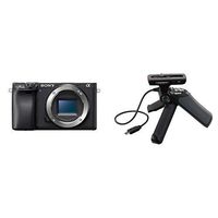Sony Alpha a6400 Mirrorless Camera: ILCE-6400/B Body and Grip and Tripod for Camcorders