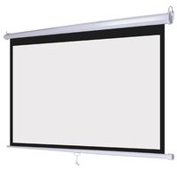 White Manual Pull Down Projection Screen 100" Diagonal 16:9 Wide View Wall Ceiling Mount Steel Case for Home Movie Theater Office Video Presentation Projector