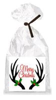 Gold Merry Christmas Deer Antlers Party Favor Bags with Ties - 12pack