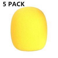 Jiecikou 5 Pack Foam Mic Cover Handheld Microphone Windscreen, Professional Thick Microphone Covers Pop Filter for Vocal Recording Yellow